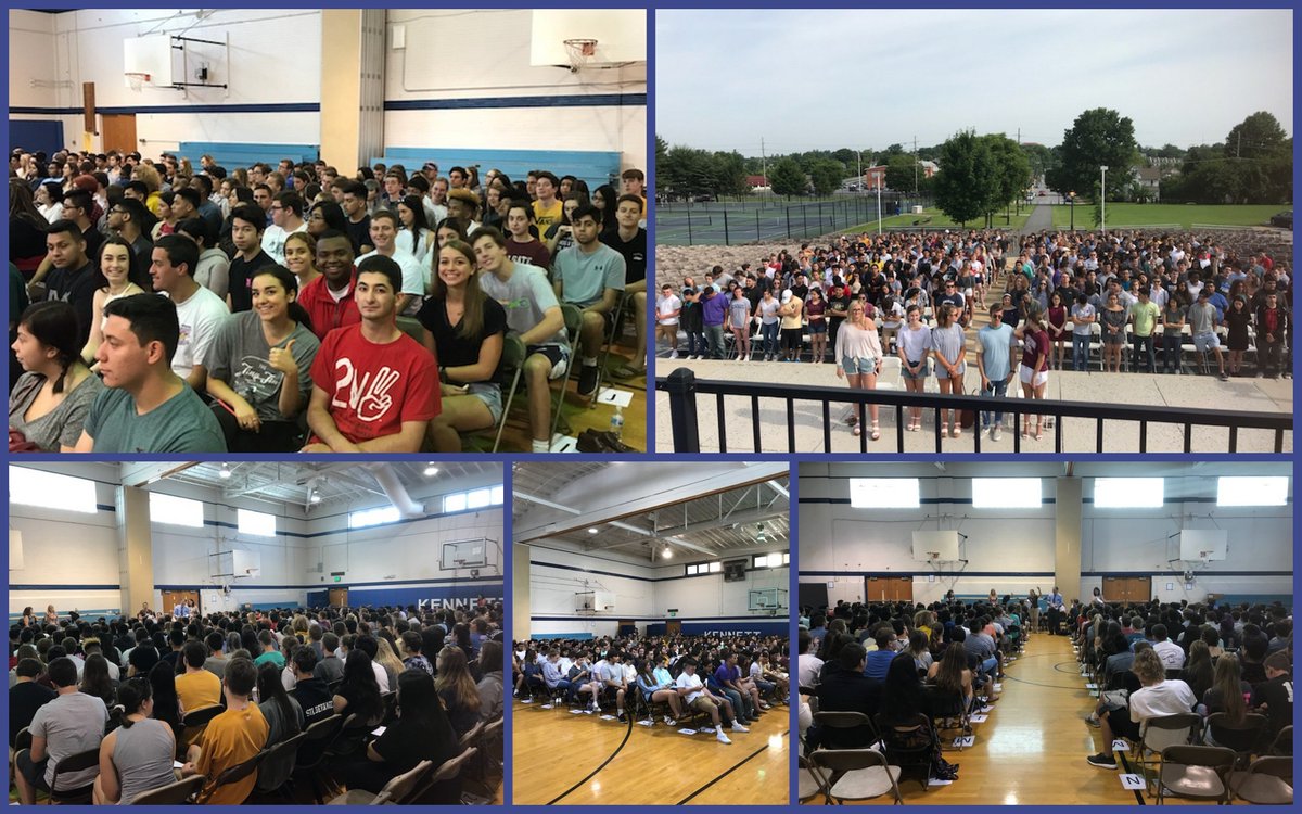 KCSDKennettHS's tweet photo. KHS Graduation Rehearsal is complete! The moment is nearly upon us! #KHSgraduation #KennettPRIDE #Kennettseniorsrock https://t.co/yCBHWSv1Uj
