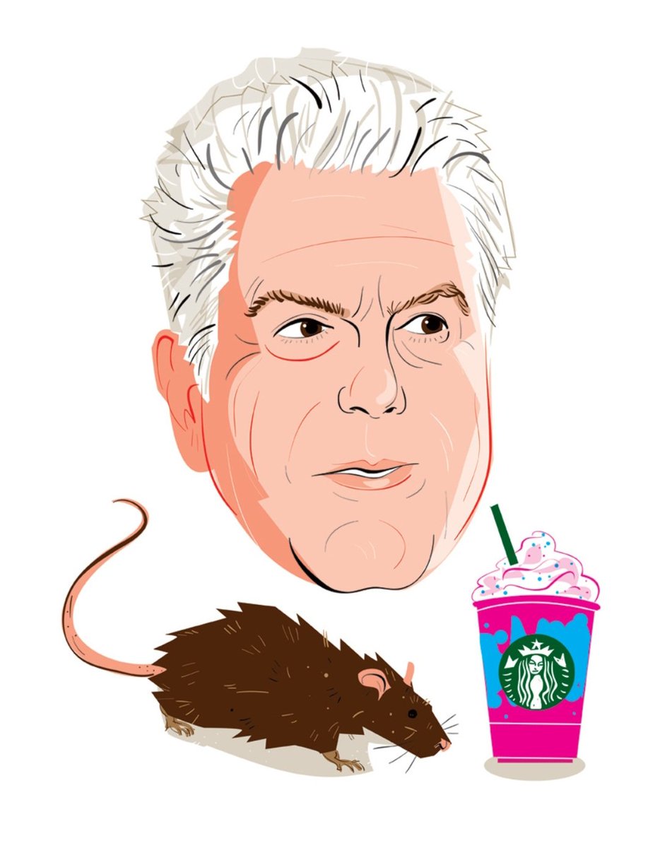 BTillustration's tweet photo. Ran into #AnthonyBourdain on the street a few years back. He was a very cool dude. RIP. https://t.co/PkCki4oa6J