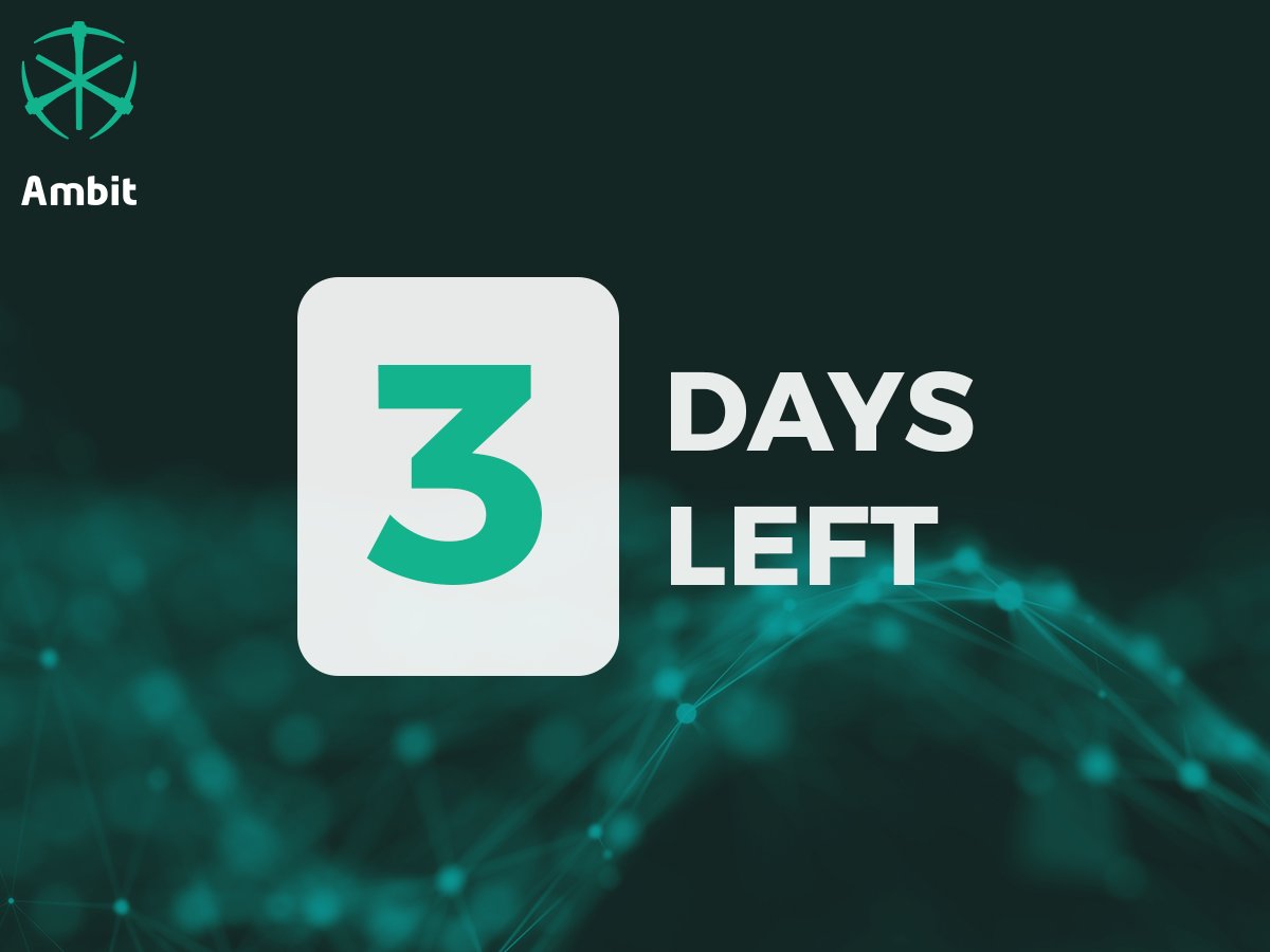 3 days left before the Main Sale ends. Find out more about us ambitmining.io
#AmbitMining #Blockchain #MiningFarm #CryptoMining #Cryptocurrency #BlockchainTechnology #ICO #ICOs #Mining