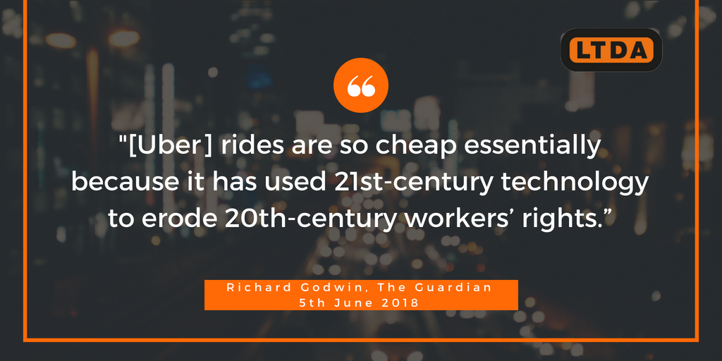 TheLTDA's tweet photo. Uber will go to any lengths possible to deny its drivers their workers’ rights. Two courts have ruled that Uber drivers should be considered workers but Uber is now taking this to the Supreme Court. This immoral firm should not be allowed on London’s streets. #realcostofuber https://t.co/qS3iRSituf