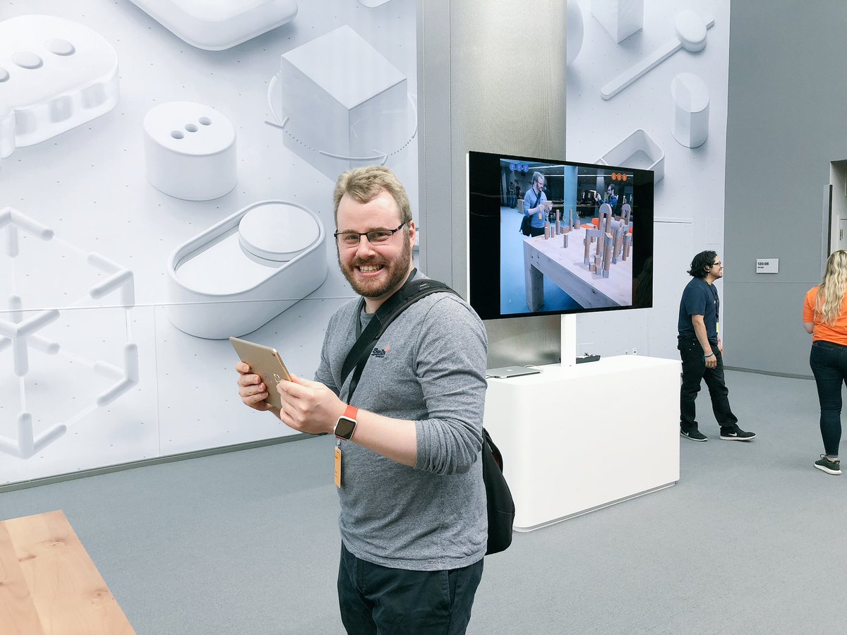 simjp's tweet photo. With intense focus, the @TimOliverAU prepares to savagely destroy his opponent in a classic game of #SwiftShot #WWDC18 https://t.co/UhTzeO383L