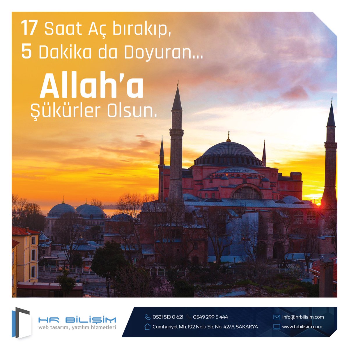 hrbilisimcom's tweet photo. 17 Saat Aç bırakıp, 5 Dakika da doyuran Allah'a Şükürler Olsun... | #şükürlerolsun #ramazangüzeldir #allahaşükürlerolsun #açkalmak #oruçtutmak #hrbilisimcom #sakaryawebtasarım #sakarya #serdivan #erenler #sapanca #geyve #hendek #arifiye #cadde54 #meydan54 #serdivanavm #adacenter https://t.co/FXGw9AUI9O