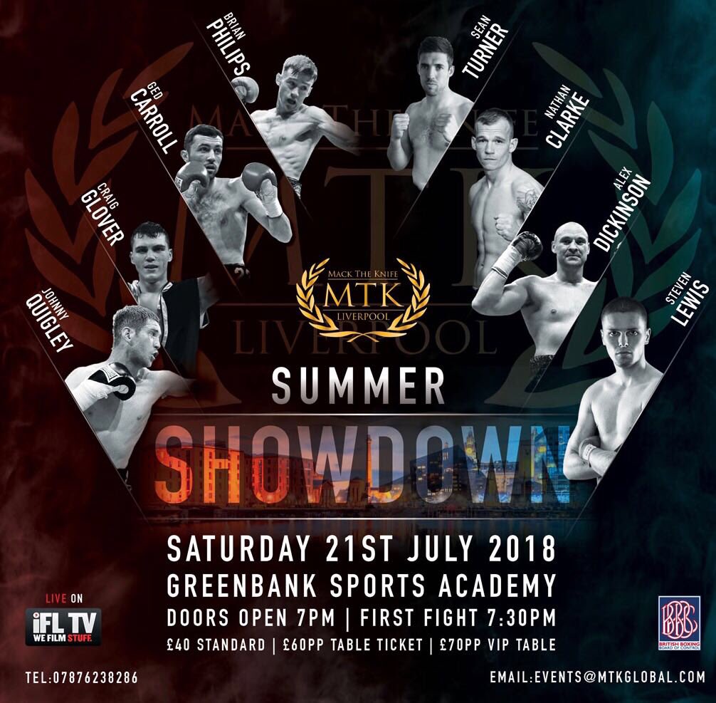 🔥🔥 SHOW ANNOUNCEMENT🔥🔥

MTK LIVERPOOL PRESENTS “SUMMER SHOWDOWN” 
SATURDAY 21st JULY 
GREENBANK SPORTS ACADEMY 
DOORS OPEN 7pm 
FIRST FIGHT 7:30pm 
TICKETS ON SALE FROM ALL FIGHTERS 
#TeamMtkGlobal #SummerShowdown