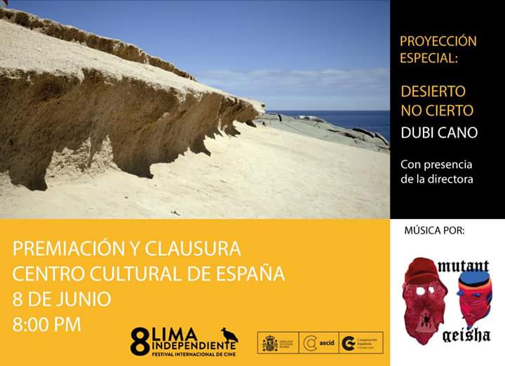 LimaIndie's tweet photo. Hoy 8 de junio a las 8:00 pm en el @CCELima a nuestra ceremonia de premiación.
También se realizará una presentación especial de la película "Desierto no cierto" con presencia de la directora Dubi Cano.
Luego tendremos un poco de música a cargo de Mutant Geisha
Los esperamos!!!! https://t.co/2hSrBCvUxA