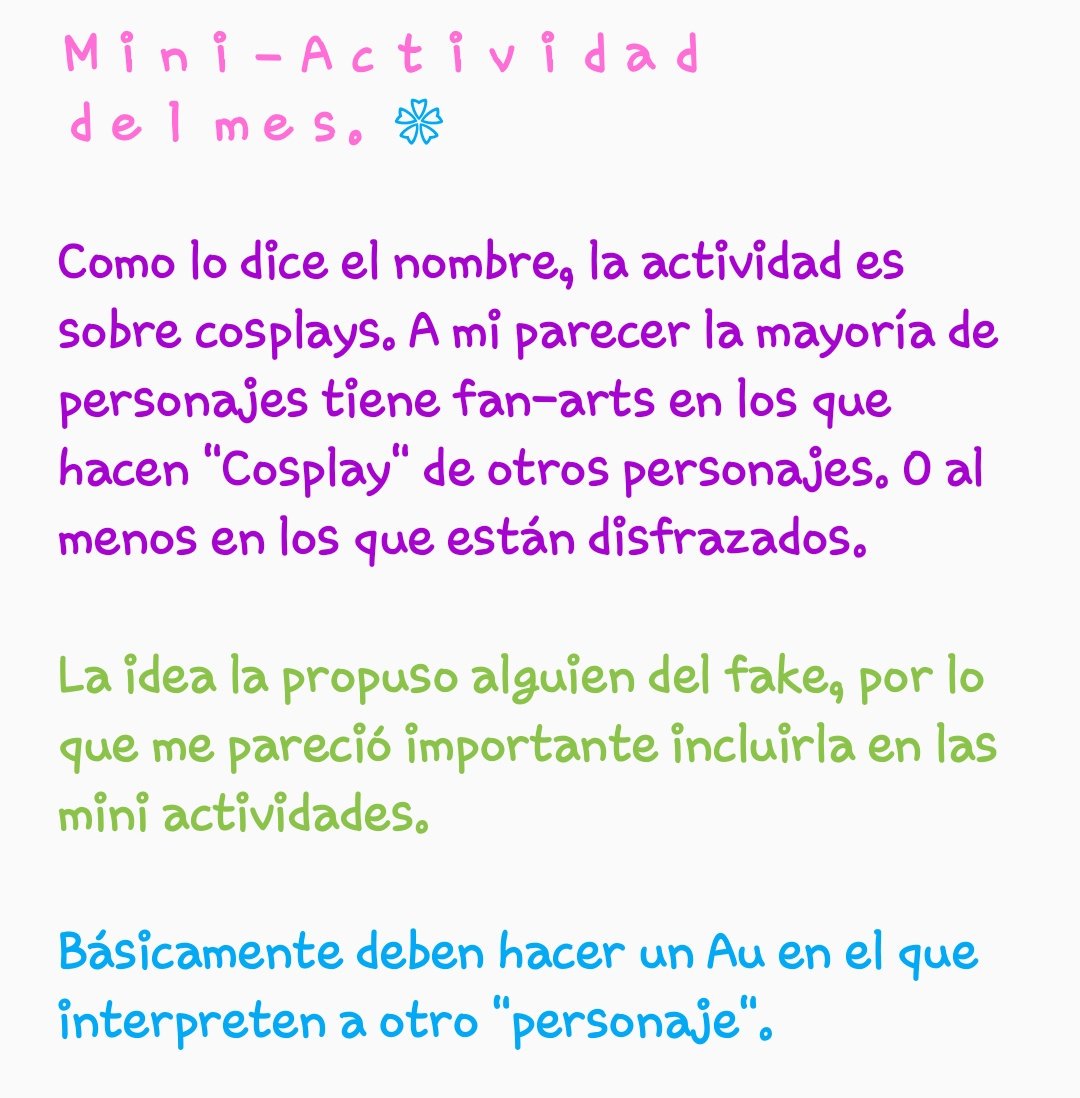 _MundoAnimeRol_'s tweet photo. ❀; Ｍｉｎｉ－Ａｃｔｉｖｉｄａｄ.

Espero que puedan participar. ♡

Comenzará mañana, pero si desean pueden comenzar desde hoy. https://t.co/LDqbwCxtdc
