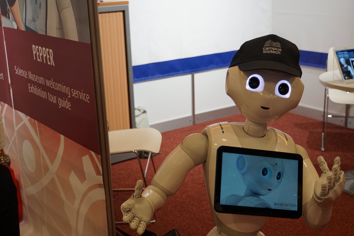 CampusBiotech's tweet photo. During the #businessbistro #happyour at @Ecsite, come &visit #booth36 with @Wysscenter, @unige_en, @CERN and our neighbour, @PepperTheRobot!
#Ecsite2018 https://t.co/1onRi80sJM