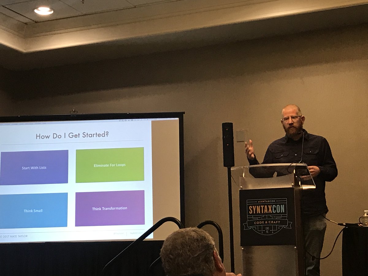 Technovangelist's tweet image. How to get started with Ramda and functional programming @taylonr #SyntaxCon