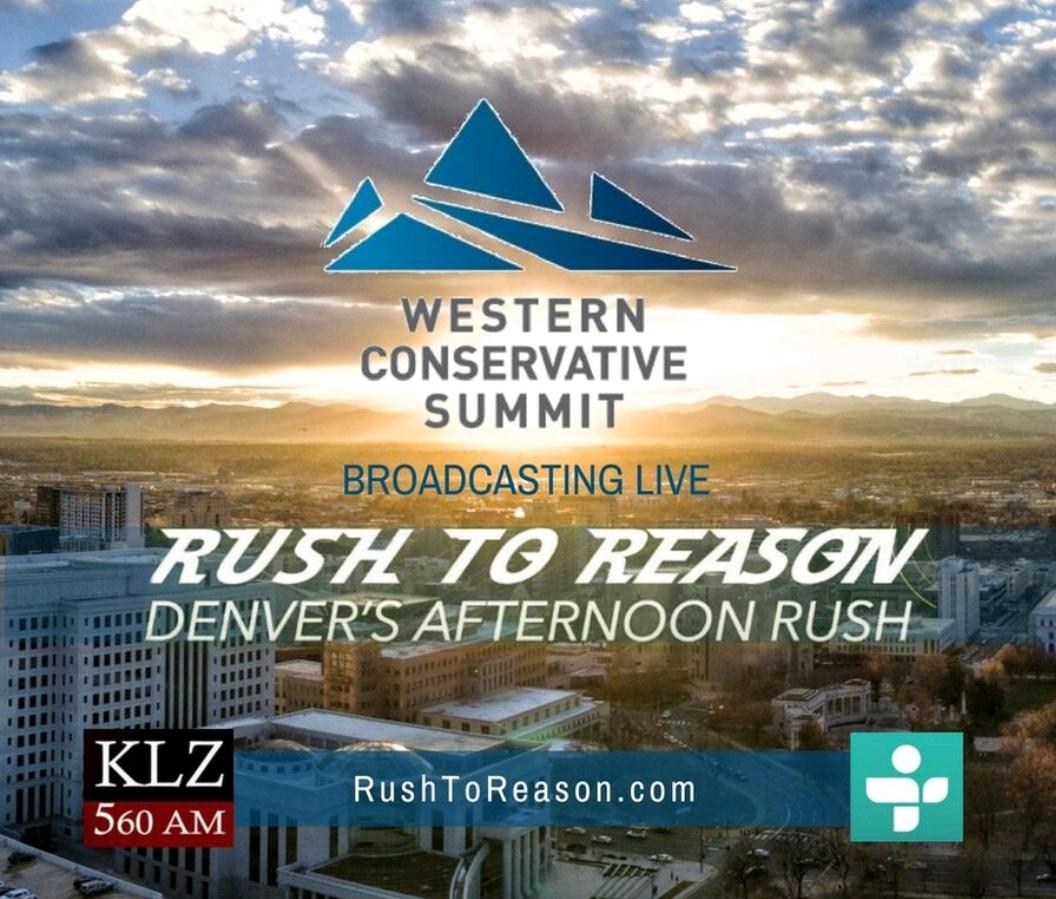 rushtoreason's tweet image. We're broadcasting live, 3 - 6 pm,  from the Western Conservative Summit today. Stop by or call in at 303-477-5600. Listen live at rushtoreason.com #WCS18 #RushToReason