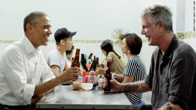 Former President Obama says he’ll always remember the meal he shared with Anthony Bourdain in Vietnam: “He taught us about food — but more importantly, about its ability to bring us together. To make us a little less afraid of the unknown. We’ll miss him.” cnn.it/2sGiGtJ