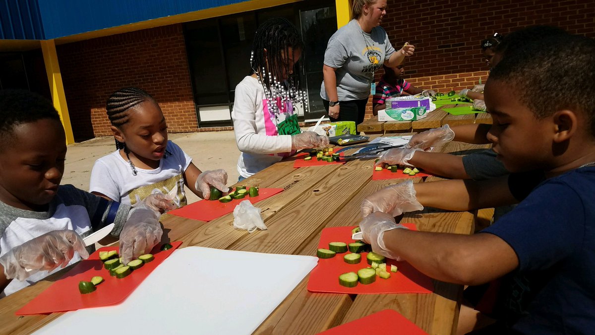 RenewRichmond's tweet photo. Future Chefs of America! Students at @overby_sheppard used some of the veggies they've been growing to make an amazing salad! @principal_klg https://t.co/JEz2iesH8Q