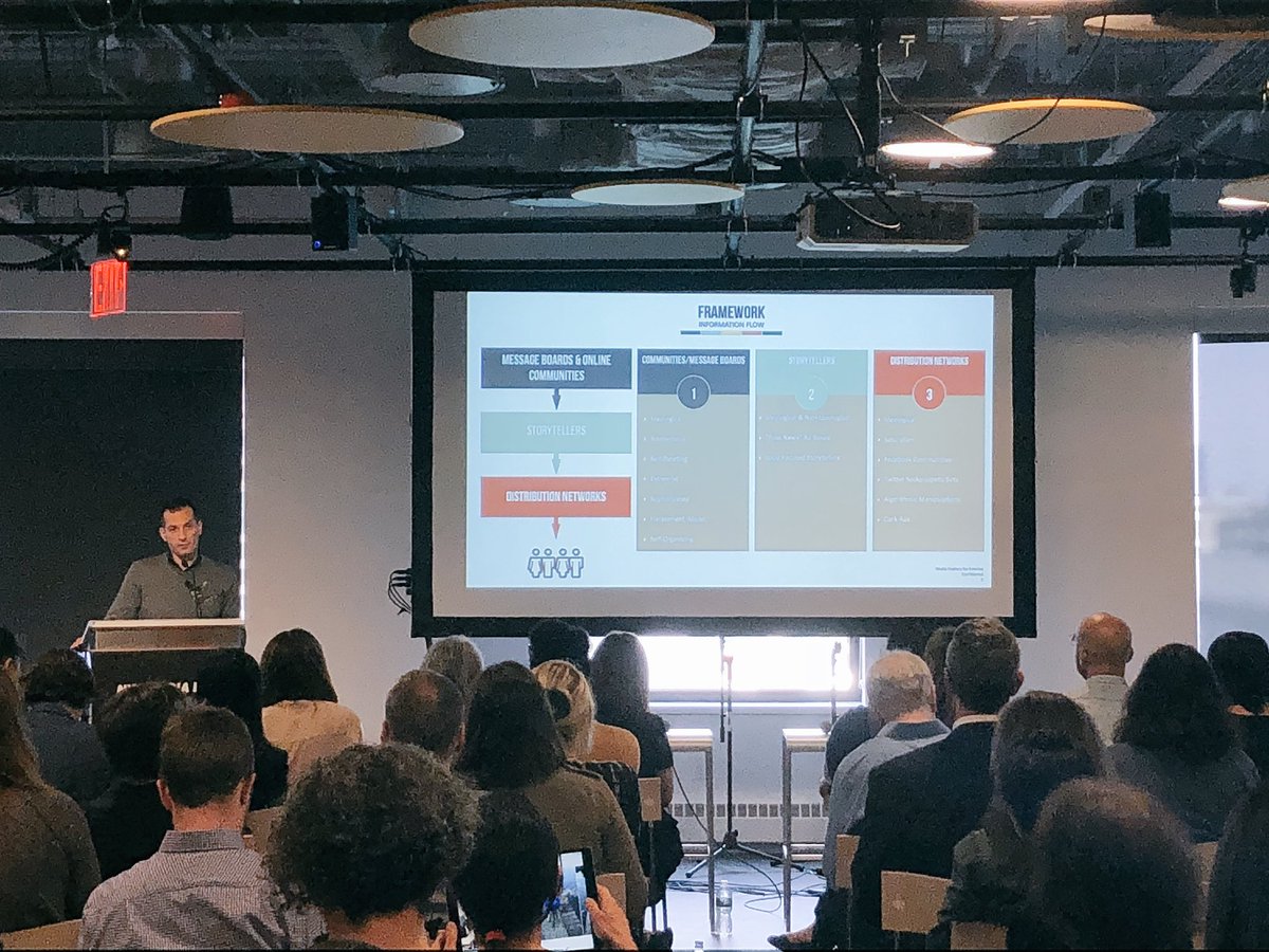 nycmedialab's tweet photo. .@mmfa President Angelo Carusone (GoAngelo) presents research on fake news, and points to a way to stop the spread. Thank you to Media Matters for the support and encouragement on #FNHS18 https://t.co/y7AOfmH5Ej
