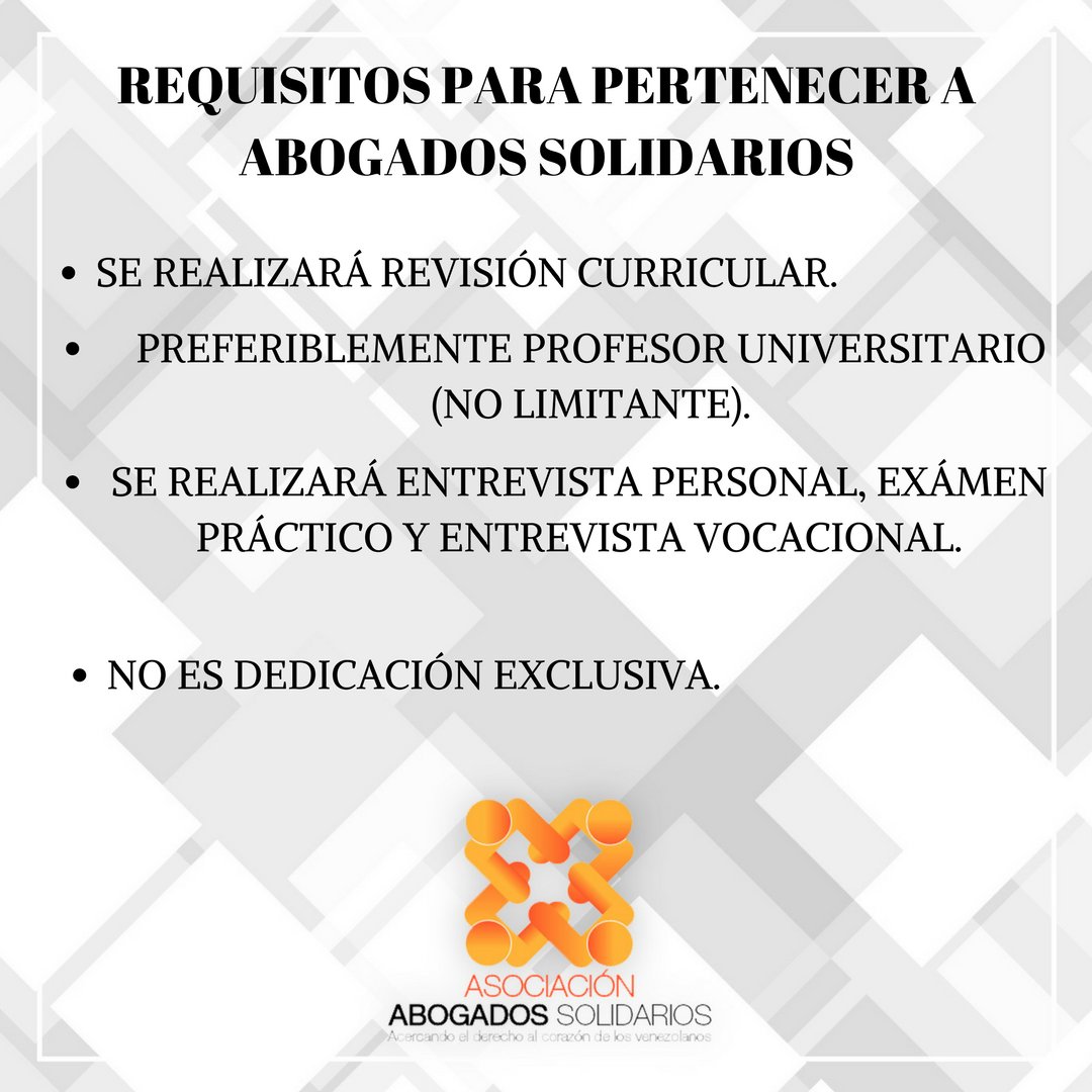 abogasolidario's tweet image. Estamos en búsqueda de #AbogadosSolidarios por favor enviar su CV al correo abogasolidarios@gmail.com 

#Venezuela #SomosJustos #SomosSolidarios