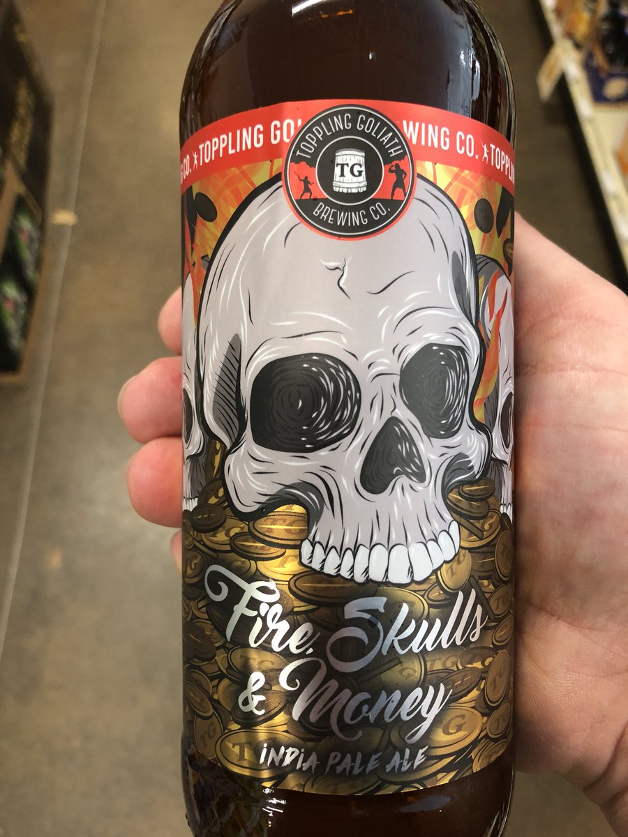.<a href="/TGBrews/">Toppling Goliath Brewing Company</a> Fire Skulls &amp; Money IPA is in and ready for the weekend!