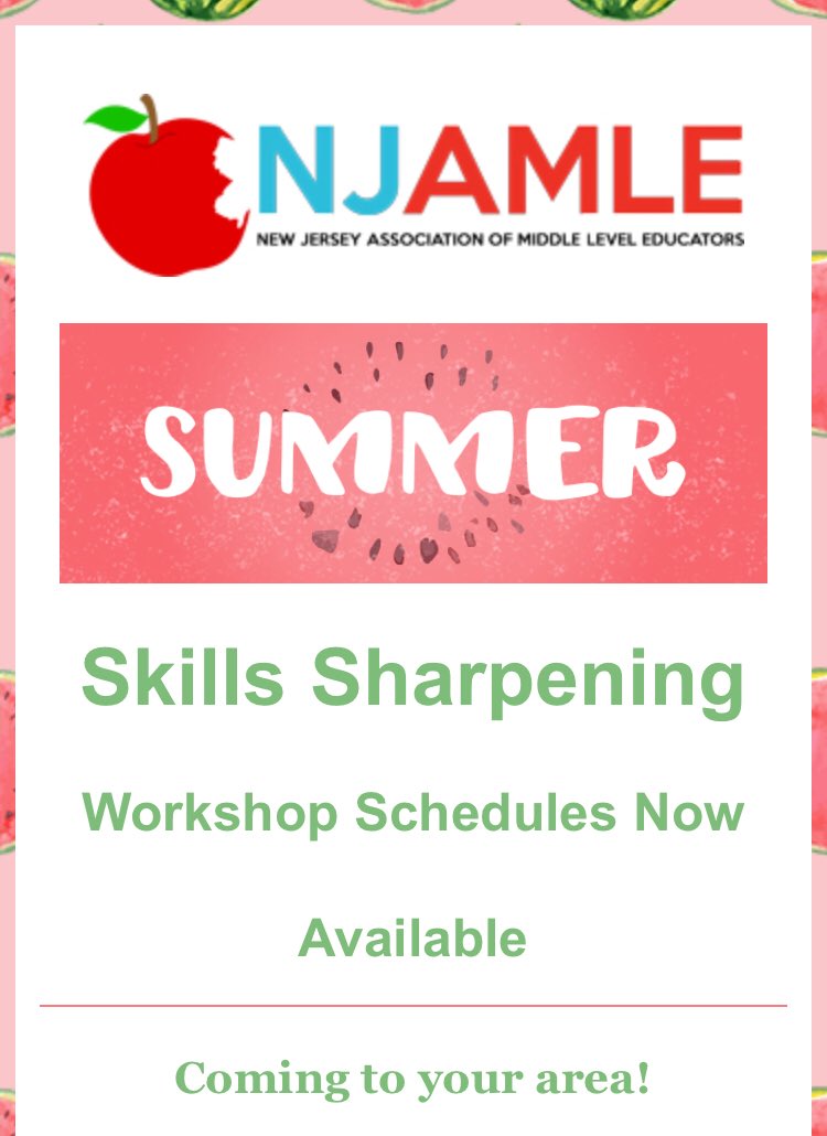 DrRequa's tweet photo. It official! #MTPSpride Middle School Ts @ThompsonMSpride @thorne_ms @BayshoreMiddle are @NJAMLE members so it’s FREE to attend Summer Skills Sharpening! Register here! 🍎 https://t.co/wAy5sBUVlY https://t.co/oiSVvQa8uQ