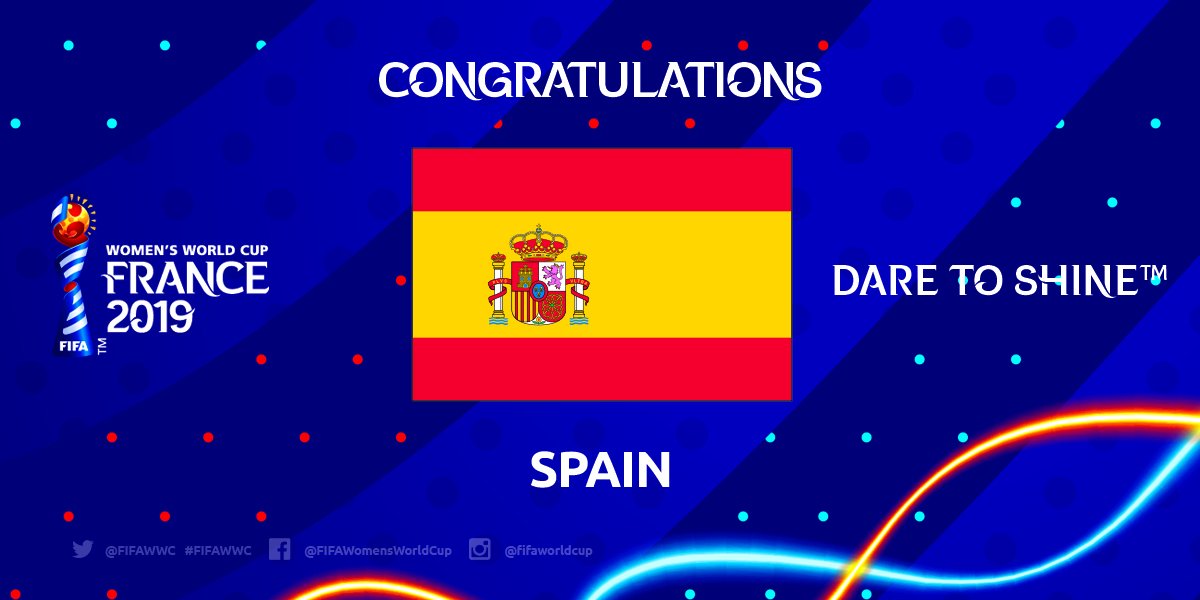 FIFAWWC's tweet photo. BIENVENUE EN FRANCE🇫🇷!

After defeating Israel on Thursday, combined with Austria's win in Finland on Friday, 🇪🇸@SeFutbolFem have qualified for the 2️⃣0️⃣1️⃣9️⃣ #FIFAWWC!🇫🇷🏆

Congratulations!👏 https://t.co/trUV36lWOg