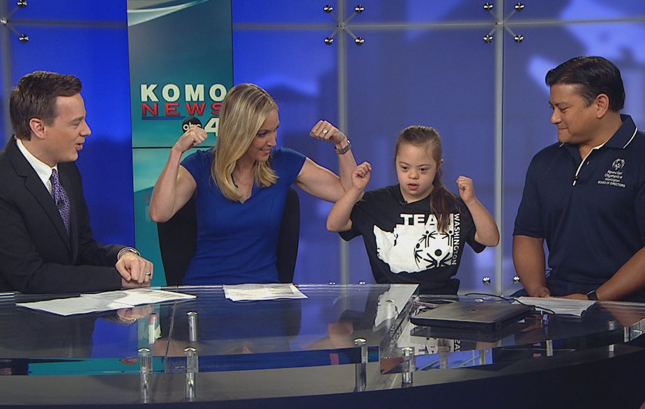 Today an Olympian showed me how to 💪. Such a joy to meet Frannie Ronan who'll be competing in the @2018USAGames in Seattle! #komonews