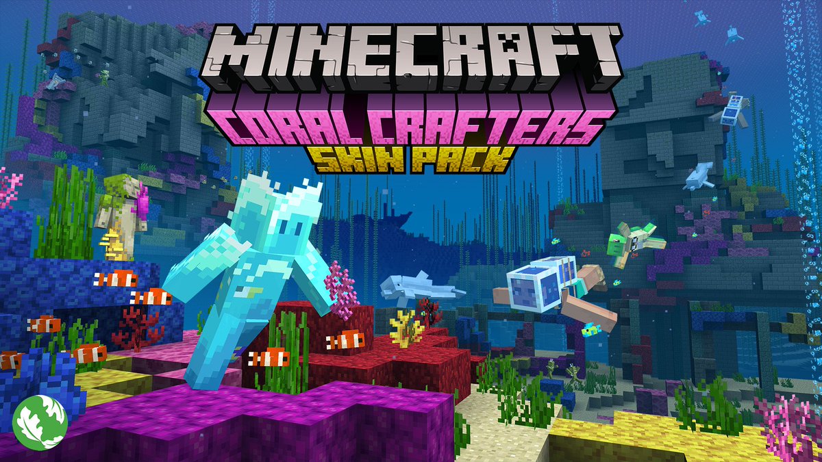 minecraft on twitter our new coral crafters skin pack is out today