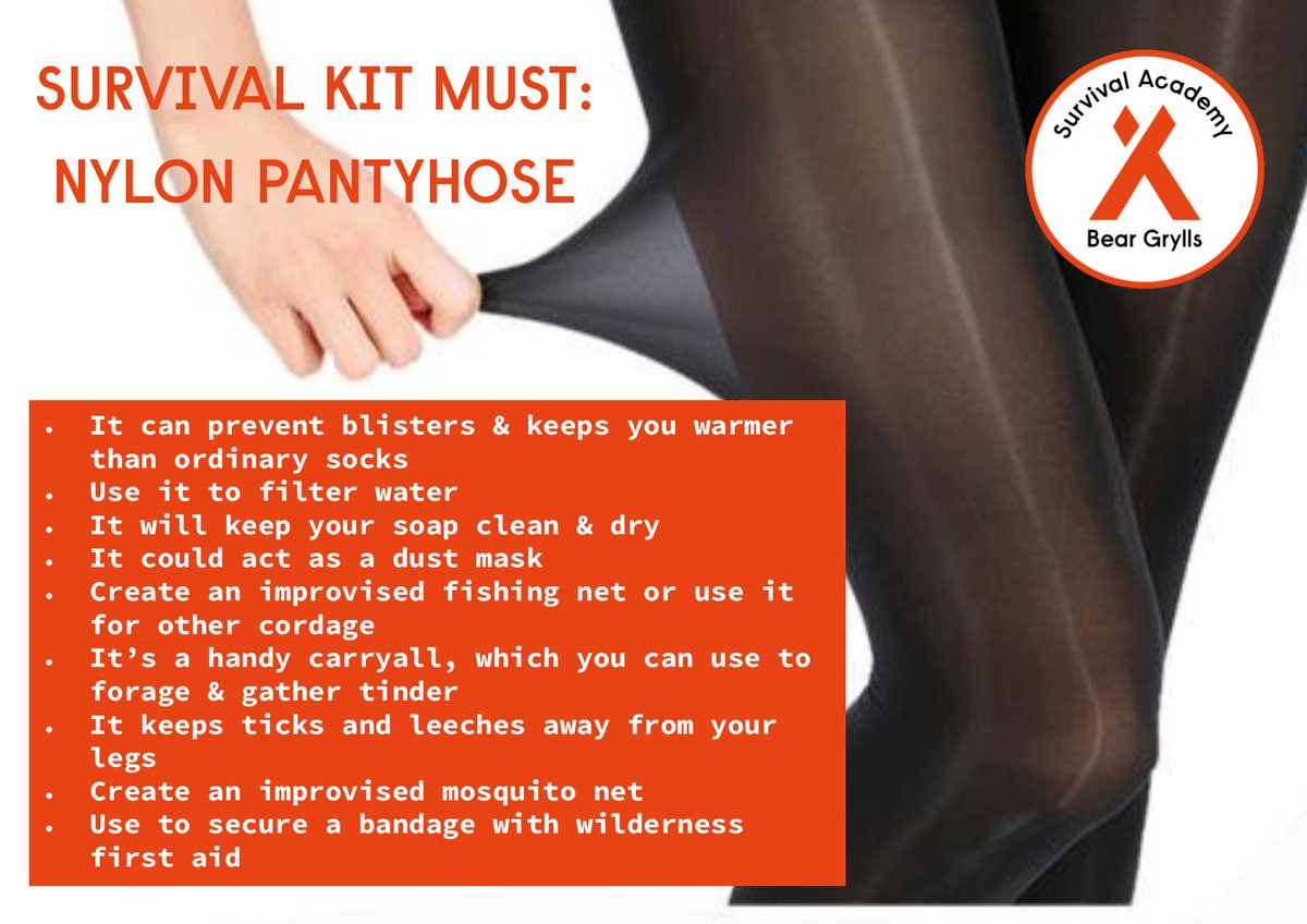 BGSurvival's tweet image. A must-have for your survival kit: Pantyhose! It's light and a useful tool for various survival techniques #BGSASurvivalTip