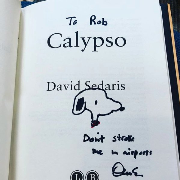 littlebrown's tweet photo. Don't forget to upload a pic of your signed @DavidSedaris book using hashtag #DavidSedarisSignedBook! David wins the book-signing game.💪 https://t.co/K1IKL7e5Yh