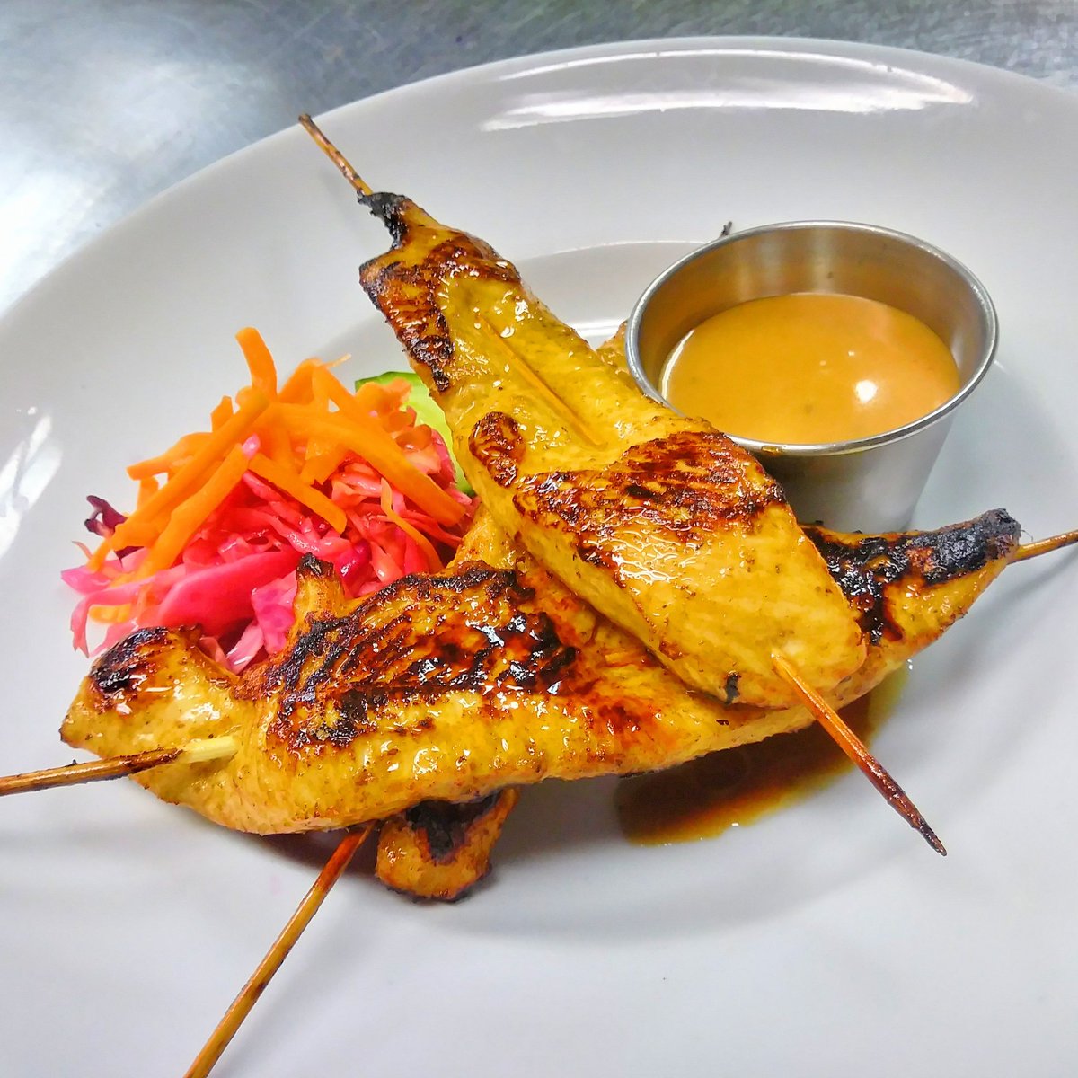 TheOneSevere's tweet photo. Non-political post of the day.

When I'm not on for days at a clip, this is why.

Chicken satay with peanut-coconut sauce. 

#FoodPorn #CookingWithClass #MakeAmericaHungryAgain #NomNom https://t.co/sE73nUmWLC