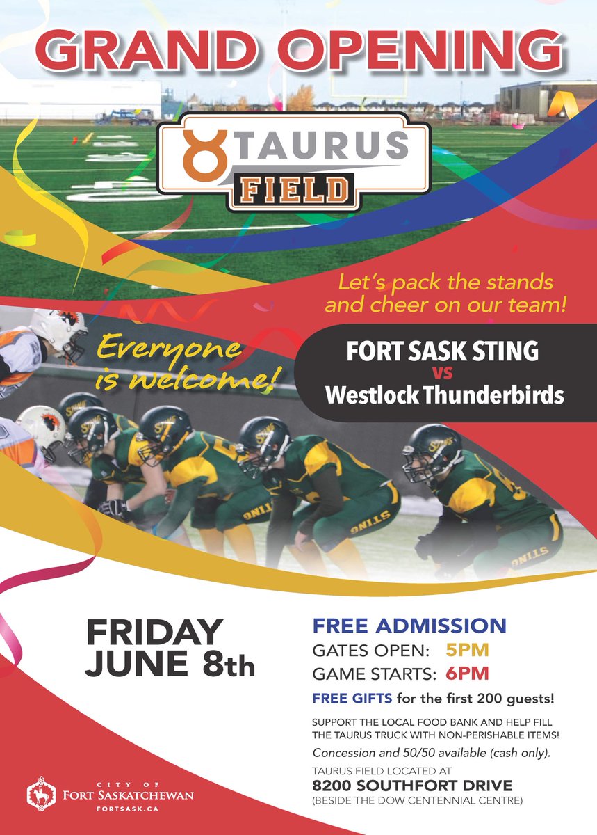 FortSaskRec's tweet image. Ready for food bank donations #fortsask grand opening for Taurus Field. #taurusfield #fillthetruck