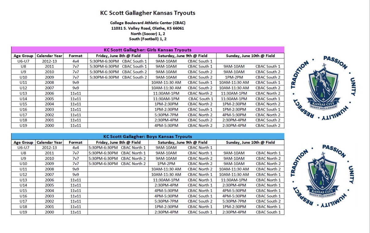 KCSG Kansas Non- Academy Tryouts start tomorrow #beTHERE #kcsgsoccer