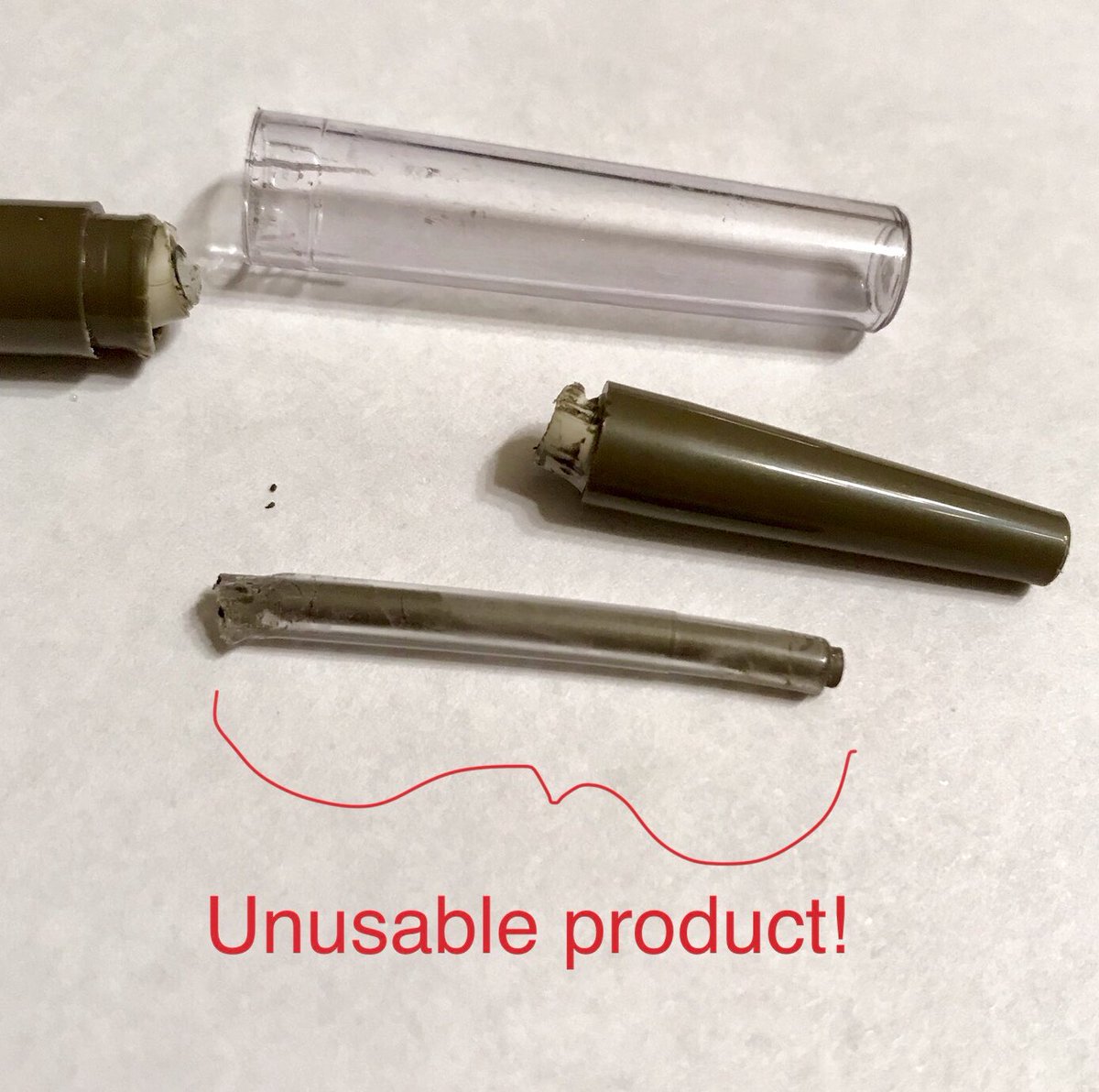 LorenEllison13's tweet photo. Came to the end of my roll up brow pencil &amp; thought, “wonder if there’s any more in there” so I snapped it’s neck. Look @ how much more is left that wouldn’t roll up!!!! @COVERGIRL, if the packaging says we’re buying .008 grams of product, how much are we actually able to use? https://t.co/fYhcaNWsNa