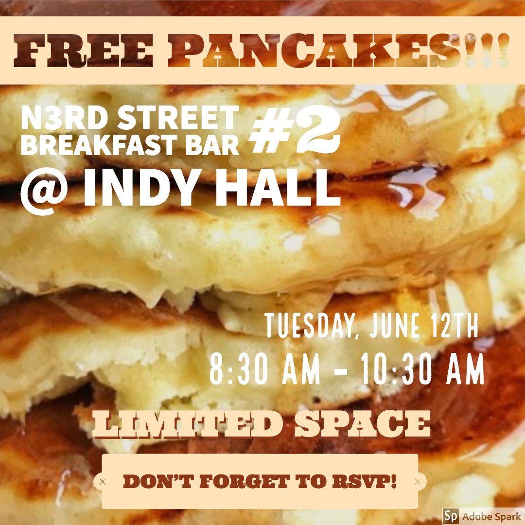 indyhall's tweet photo. The N3RDS are coming, the N3RDs are coming! (Make sure to save your spot at the upcoming N3RD St. Pancake Breakfast on 6/12: https://t.co/lZRme2wdCh)
All are welcome but space is limited!
#indyhall #indyhallevents #oldcity #linode #N3RDSt #pancakesonpancakes https://t.co/vI5ij1fuOJ