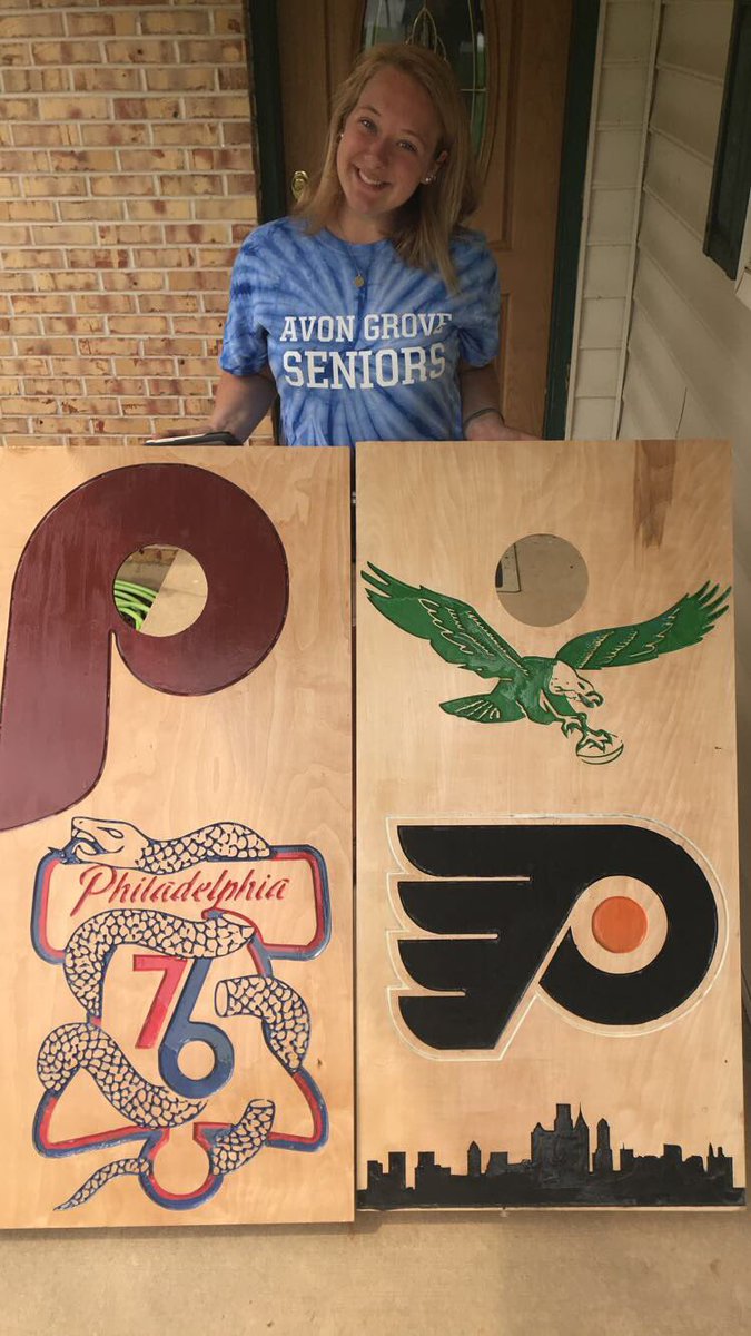 courtneydelphia's tweet photo. painted some corn hole boards... no big deal https://t.co/k4LFZyKhux