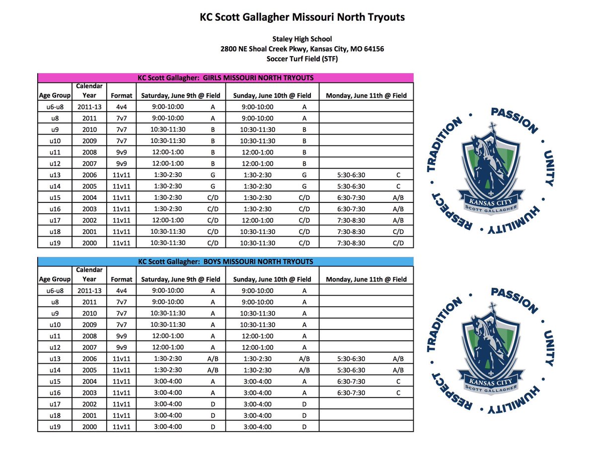 KCSG Missouri North Non- Academy Tryouts start tomorrow #beTHERE #kcsgsoccer