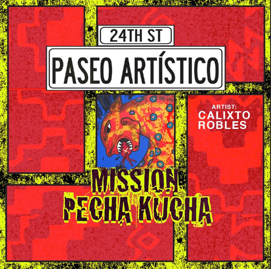 This SAT at Alley Cat Books (3036 24th St.) from 3-5PM, Pecha Kucha presents artist talks with legendary printmakers and masters #JuanFuentes, #VeronicaSolis and #CalixtoRobles. TOMORROW! Don't miss it! #paseoartistico #calle24 #LaMision #LatinoCulturalDistrict #MissionArts