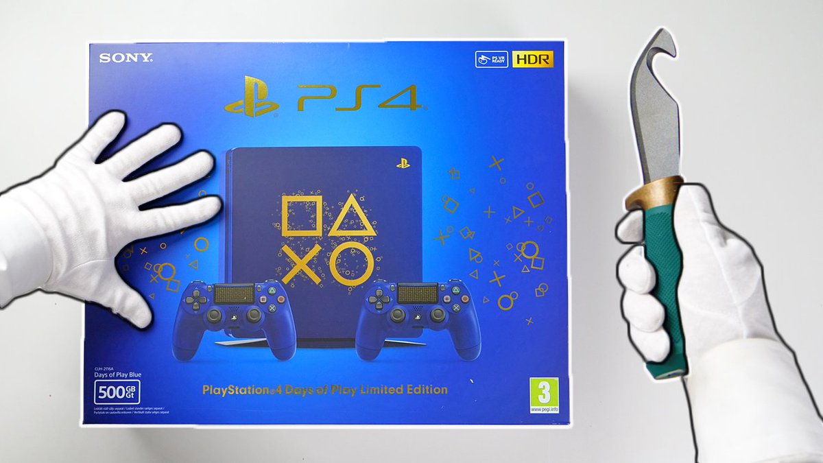 Twitter: "PS4 "Days of Play" Limited Edition console unboxing. Blue and gold Playstation 4 model that comes with two Dual Shock 4 controllers instead of one. One the best