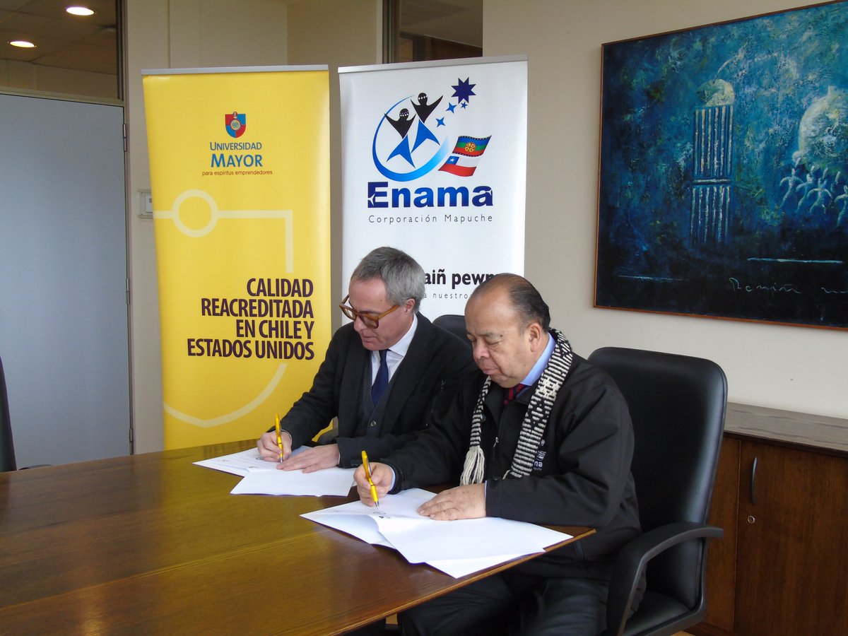 CorpEnama's tweet photo. Ésta mañana, firmamos un importante convenio de colaboración con la Universidad Mayor para la generación de iniciativas conjuntas de trabajo en materias de interculturalidad en educación superior. https://t.co/L4tZqqdO8u