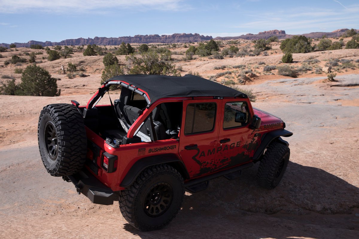 RampageProducts's tweet photo. #FlashBackFriday to our adventures in Moab, Utah at #EJS2018 with Rampage JL Wrangler. Our Rampage Extended Brief Top was perfect for an amazing week of wheelin’.

#RampageProducts #BuiltForTheTrailReadyForTheRoad #Jeep #JeepJL #JeepWrangler #OffRoading  #RampageBrief #JeepTops https://t.co/Vm8phxobN5