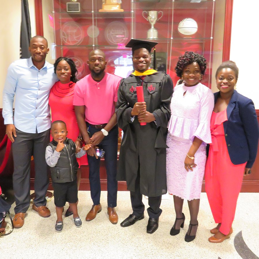 SummerSearch's tweet photo. Congrats to Kola Aderinto from @SummerSearchBOS on earning his Master’s Degree from @saintjosephs a few weeks ago!! By the way, his two sisters are also amazing #SummerSearchAlumni! #SummerSearchGrad #Hawk18 #FlashbackFriday https://t.co/lyTQ0JYSAh