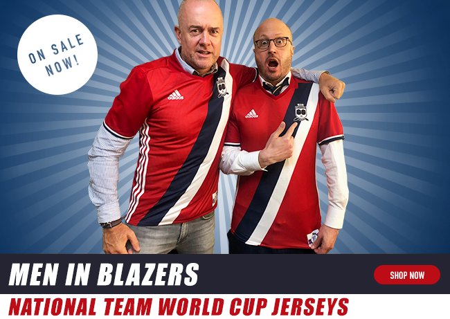 Men in Blazers on Twitter: "MEN IN BLAZERS NATIONAL TEAM JERSEYS, designed  with the GFOPs @adidassoccer. A few mediums and smalls still available,  plus women's and children's sizes. On sale NOW. Purchase