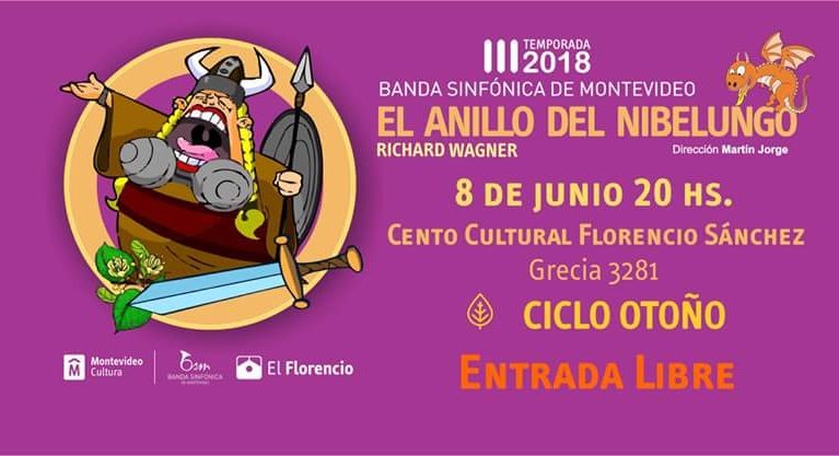 Banda_Sinfonica's tweet photo. Hoy en el Centro Cultural Florencio Sánchez del Cerro a las 20 hs, los invitamos a disdrutar de EL ANILLO DEL NIBELUNGO de Richard Wagner.
@IMcultura @IMesquinas @municipioa #operaMVD #bsm #bsm111 https://t.co/z4h5zVFwym