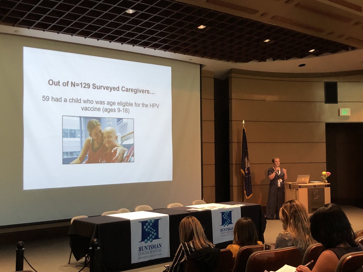 GMaP_R6's tweet photo. Karely Mann of @huntsmancancer, and @GMaP_R6 partner, presenting the Kirchhoff Team’s work on #HPV vaccination among childhood cancer survivors in Utah! #imwhpv @annersck https://t.co/GbkXKux8pG