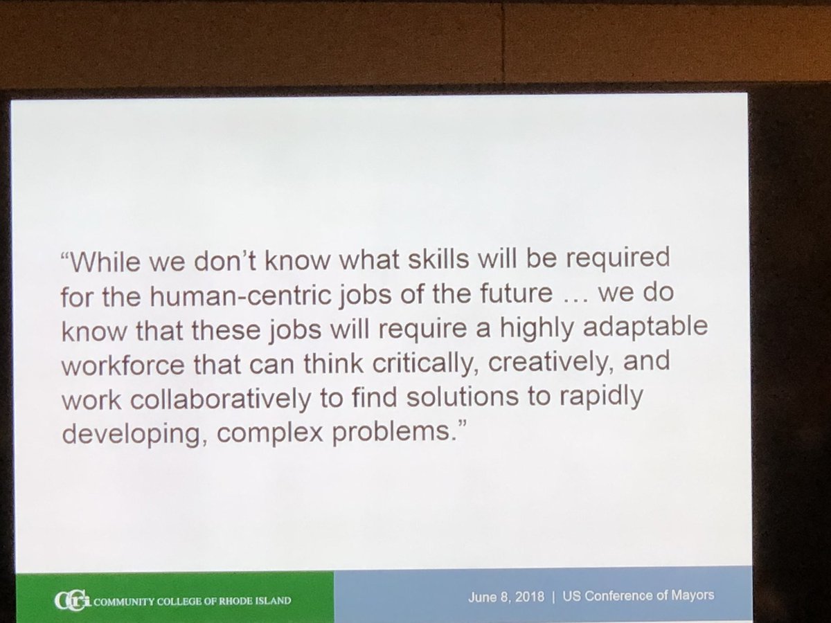 lblarrea's tweet photo. #3rdEducRevolution #WDC #USCM2018 Julian Alssid, #RhodeIslandCommCollege thoughtful intentional Workforce efforts .@WFSDallas @joancrigger1 @ResCareWFS @mayorcabaldon @mcgough_andrew @PerkeyKevin @judymc15 https://t.co/Owsp6V141o