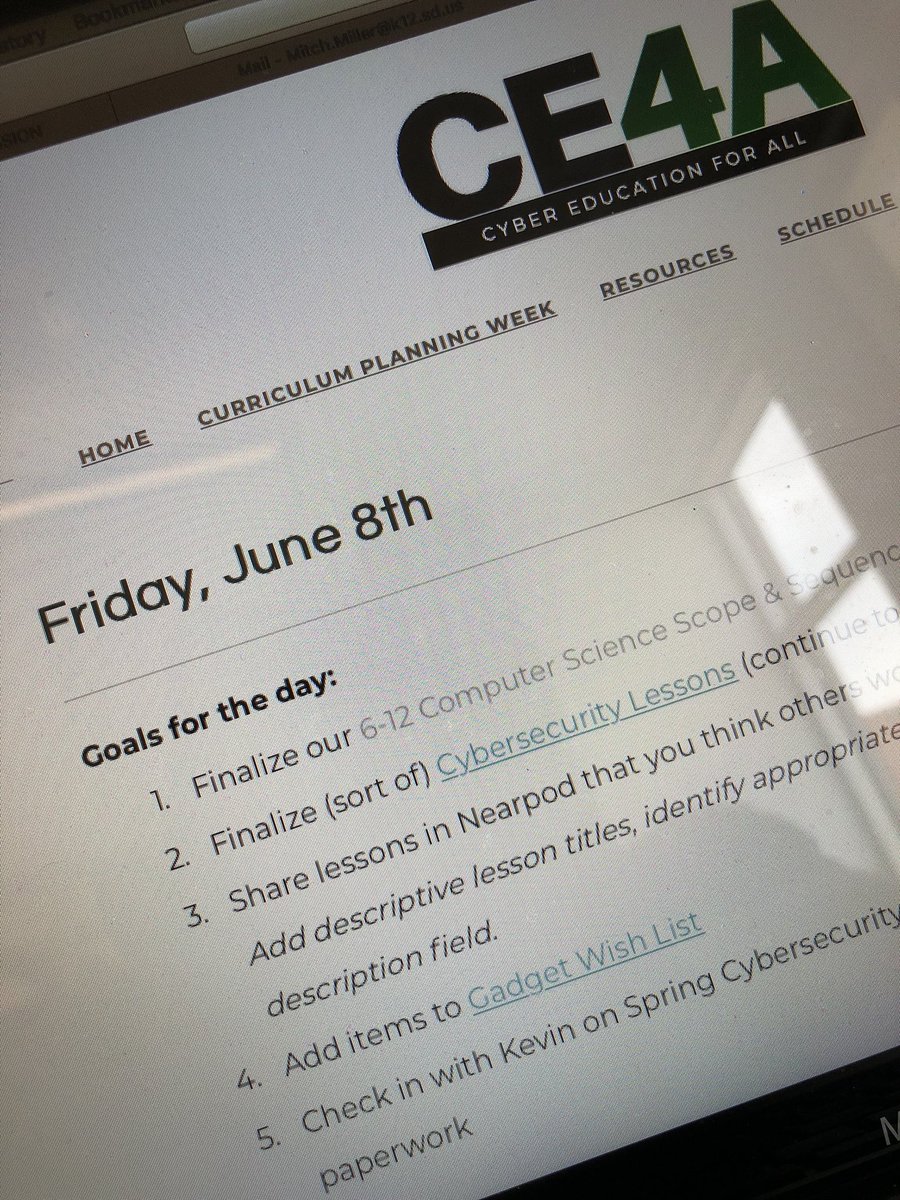 Had a great time developing curriculum and cybersecurity teaching strategies. Shout out to <a href="/kevinsmithsd/">Kevin Smith</a> @honomicr and <a href="/danklumper/">Dan Klumper</a> for all their work and guidance this week! #CE4A