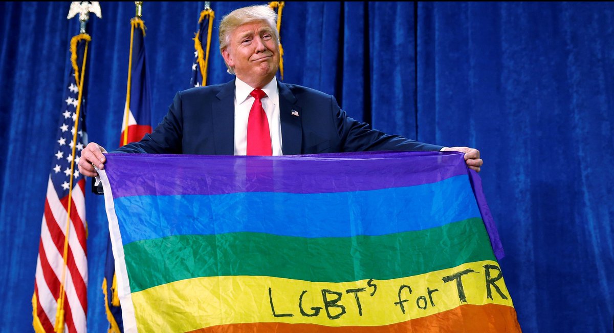 GoodDoctorLost's tweet photo. @Independent Didn't Trump proudly hold up a pride flag at one of his rallies? https://t.co/5VwHTfI1OH