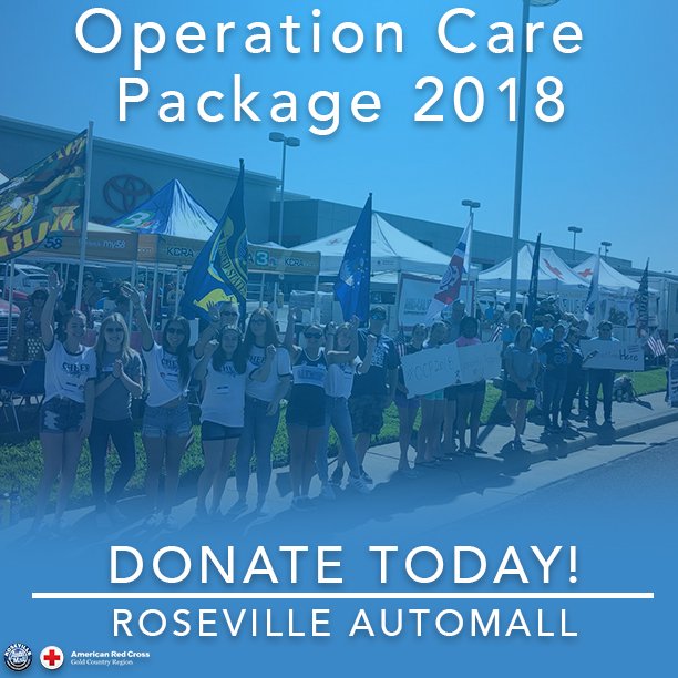 MarqueeMediaUS's tweet photo. Operation Care Package is in full force today at the #rosevilleautomall. Bring your donated items to help our soldiers! Donations accepted by @RedCross until 7pm! #operationcarepackage #ocp2018 #roseville #militaryappreciation https://t.co/SFNFUsJaK1