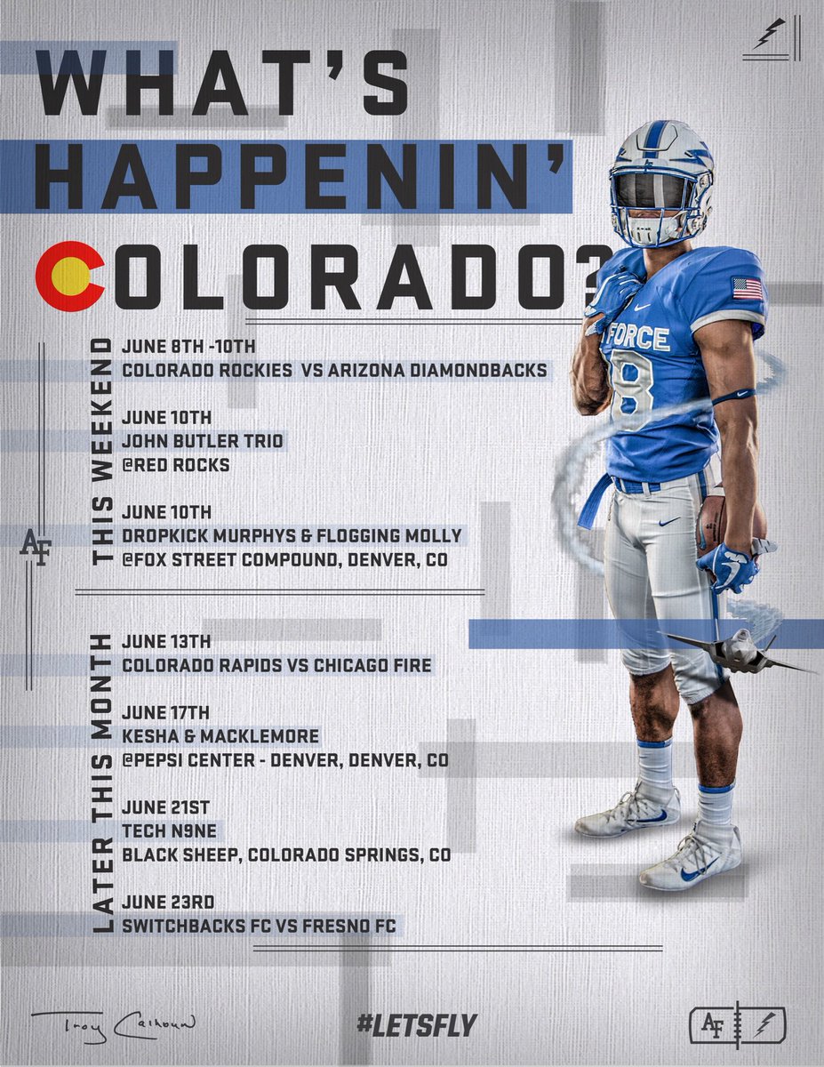 AF_Football's tweet photo. Looking for something great to do in Denver or Colorado Springs? Well look no more. Here is What’s Happening in Colorado! #LetsFly #WHICO https://t.co/rWYfveDVft