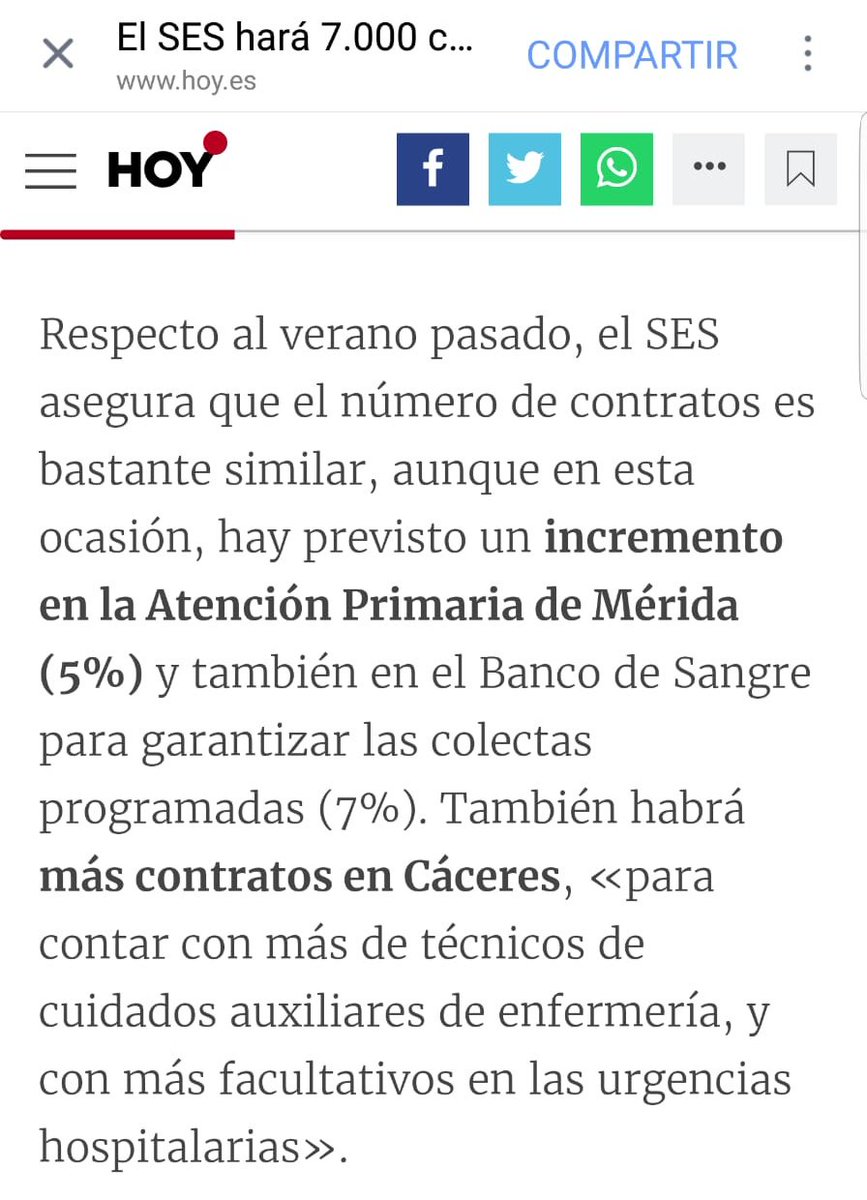 Señores <a href="/jvergelesb/">jvergelesb</a> y <a href="/valonson/">Vicente Alonso Núñez</a>, ya estamos bien entrados en junio y, lejos de incrementar las sustituciones de verano, en el <a href="/BancoSangreEXT/">Banco de Sangre EXT</a> ni se están cubriendo éstas ni las bajas que hay (alguna va por 6 meses ya) ni las reducciones de jornada. Nada.