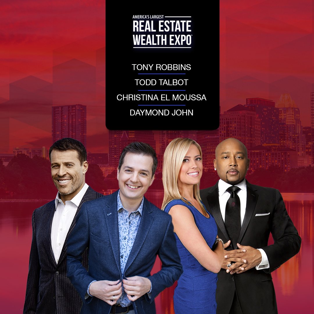 REWealthExpo's tweet photo. Tomorrow could be the first day of the rest of your life. See these inspirational speakers and many more at the Austin Real Estate Wealth Expo!
.
.
.
#TonyRobbins #DaymondJohn #ChristinaElMoussa #ToddTalbot #austin #realestate https://t.co/35Lyc6ttUz