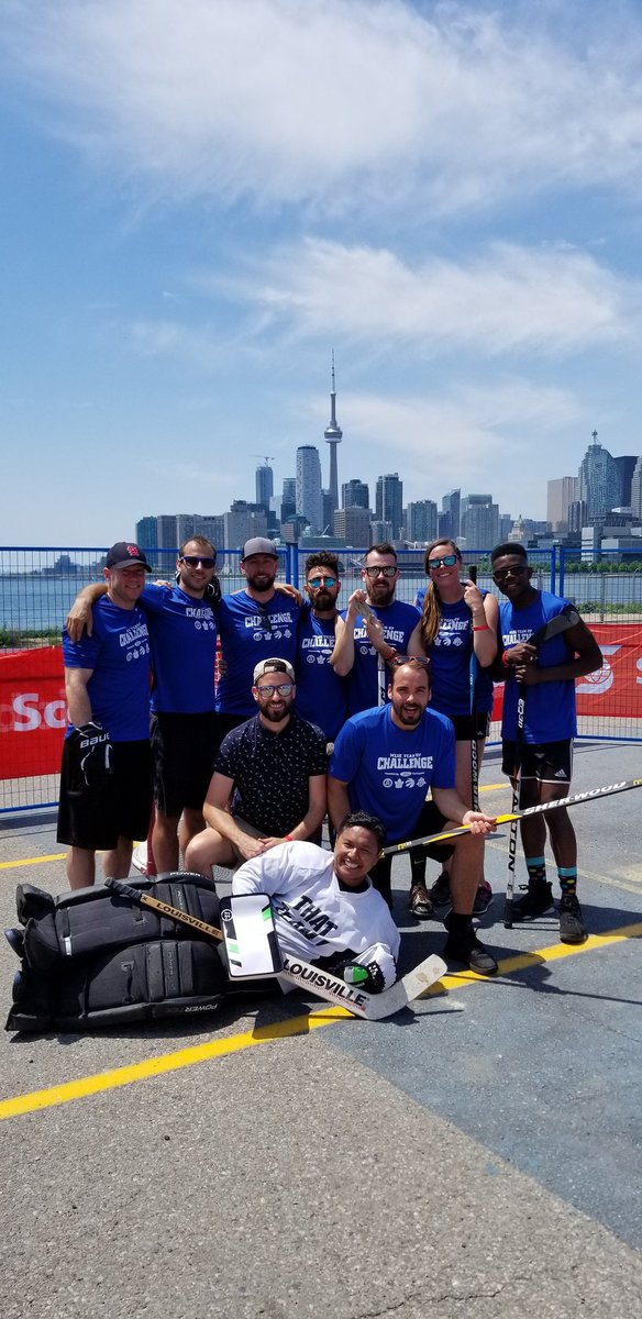 Eric__Smith's tweet photo. With my crew THE KEGGERS from @thekeg at the @mlsefoundation Team Up challenge.  9-3 series win in Dodgeball. 14-3 win in basketball &amp; a 10-2 win in hockey w/ a wicked backdrop!  Beach volleyball &amp; soccer still to come. #mlseteamupchallenge #teamupchallenge @MLSELaunchPad @mlsepr https://t.co/fzYjjEgSD1