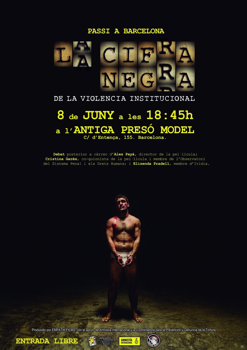 Aquesta tarda s'ha projectat "La cifra negra" a La Model en el marc de les Jornades per la presentació de #InformeTortura2017 

Ara debat amb <a href="/empatikfilms/">Empatik Films</a> , Cristina Garés del @ospdh y <a href="/elipradell/">Elisenda Pradell</a> de la nostra àrea psicosocial