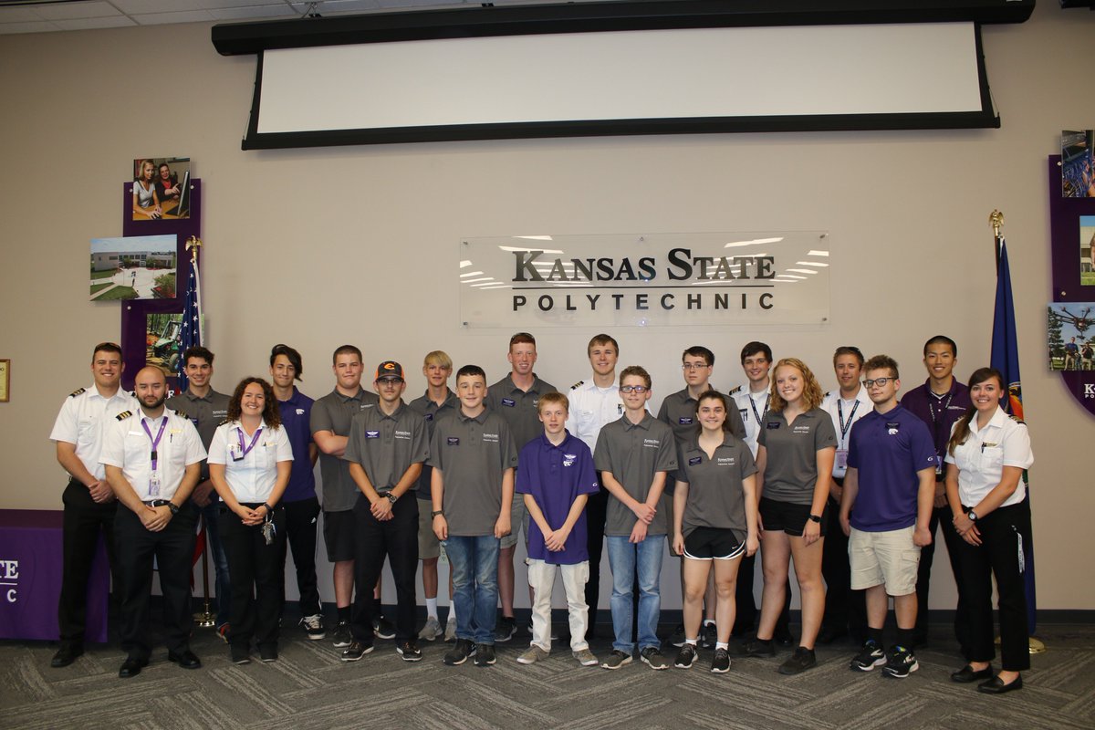 KSU_Salina's tweet photo. Thank you to the students from Colorado, Missouri &amp; Kansas who participated in Fly K-State Academy this week. It's a 4-day program where participants learn everything from planning a flight to traffic patters, and they even log 3.5 hours of flight time. #flykstate #kstateaviation https://t.co/Vv6LzFF2Nw