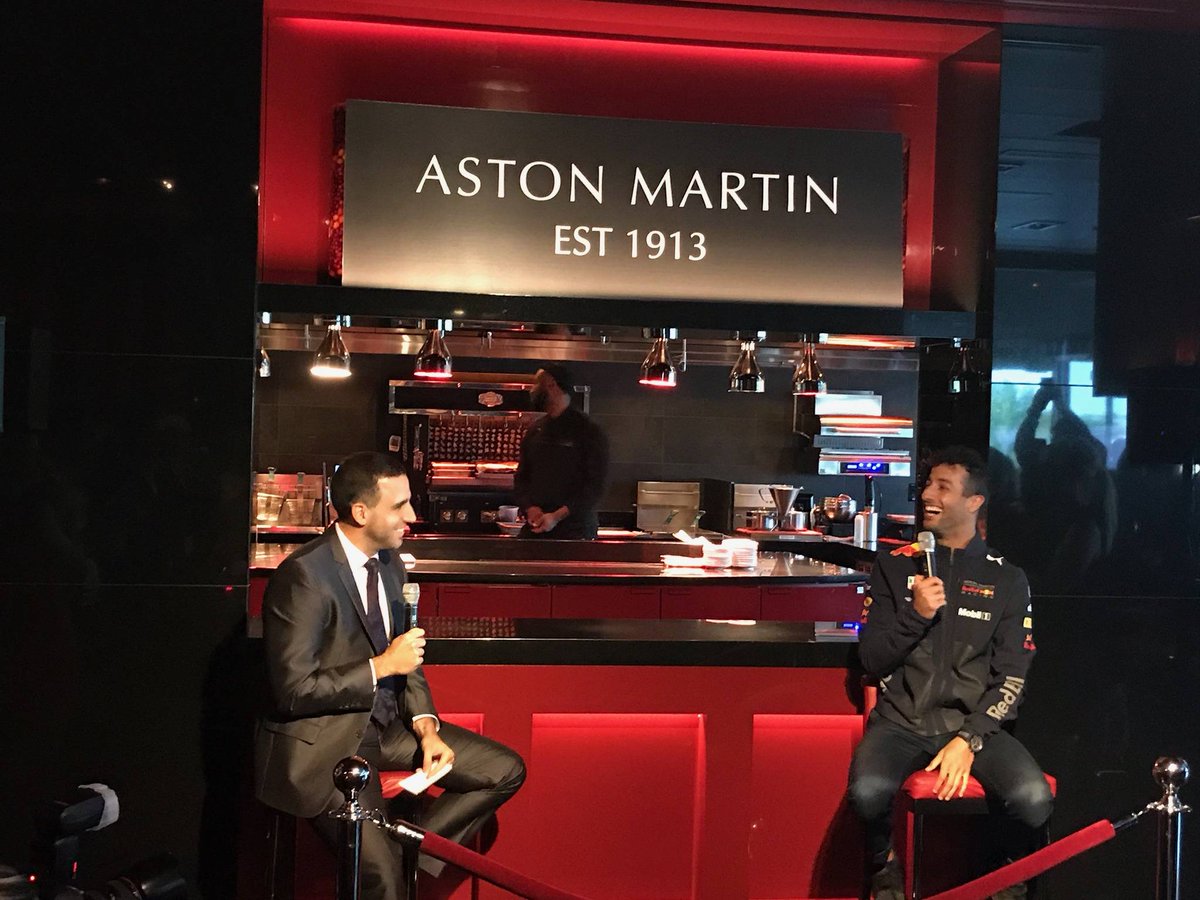 ReidFramed's tweet photo. Thank you @astonmartin and @redbullracing for having me as your #HOST for a Q and A with the Monaco Champ himself @danielricciardo! What a pleasure. Congratulations to the organizing team. What an event! https://t.co/Jb7h0MFuOE
