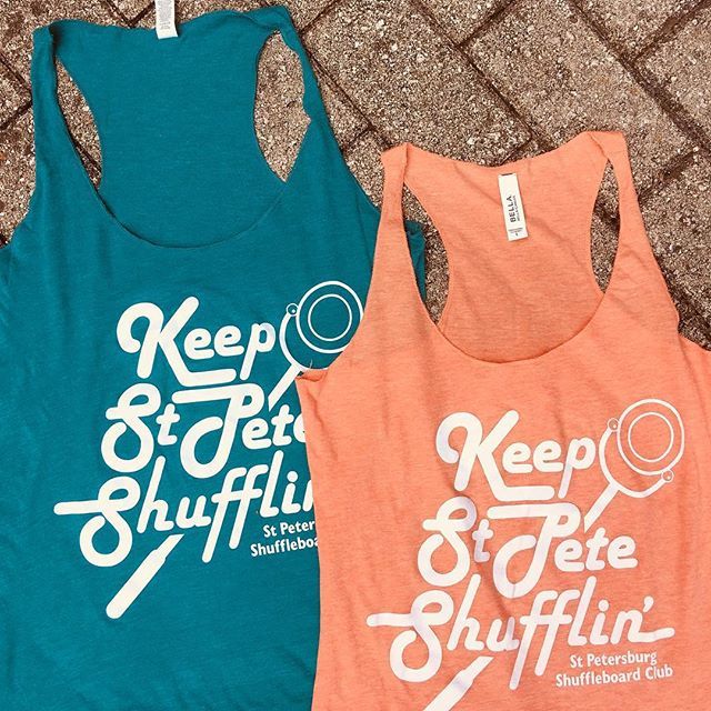 We’re helping you keep cool with these sweet summer colors! Available in ladies tanks and unisex tees starting tonight! #keepstpeteshufflin #dtsp #shuffleboard ift.tt/2HwGvcl